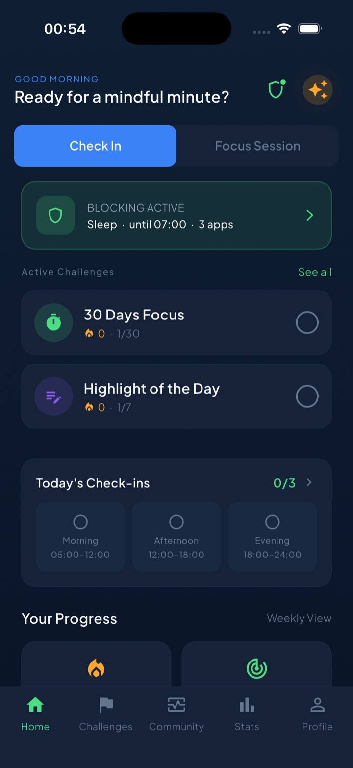 The Unscrol scheduled blocking screen, where a recurring screen-free window is set by time of day